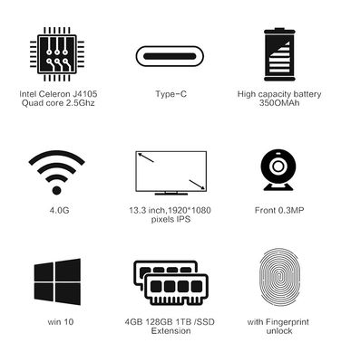 Odm de Slanke 13,3 Duimlaptops Computer van PC met 4k-de Fabrikanten van de Touch screenmonitor